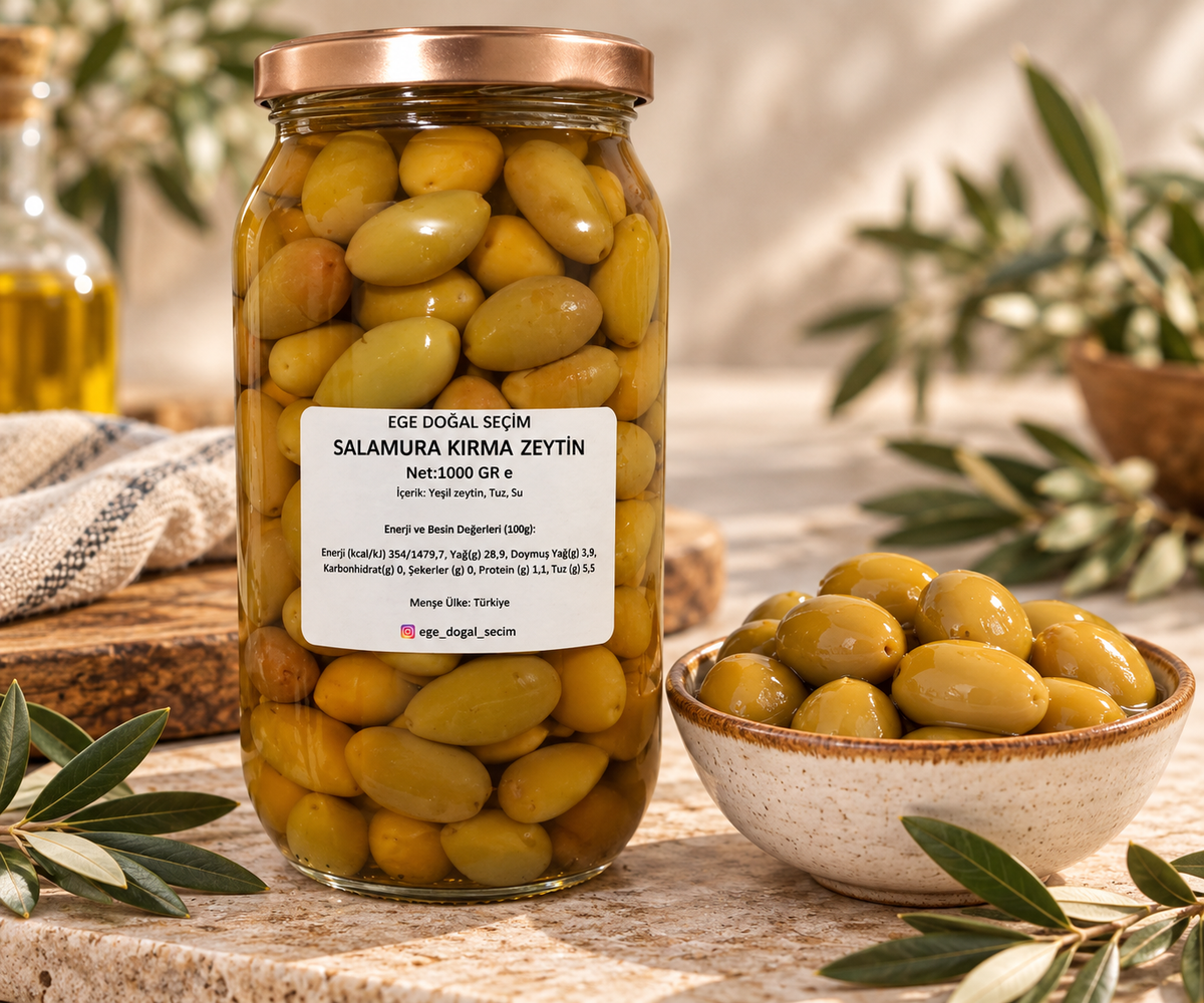 Salamura Kırma Yeşil Zeytin 1000 Gr