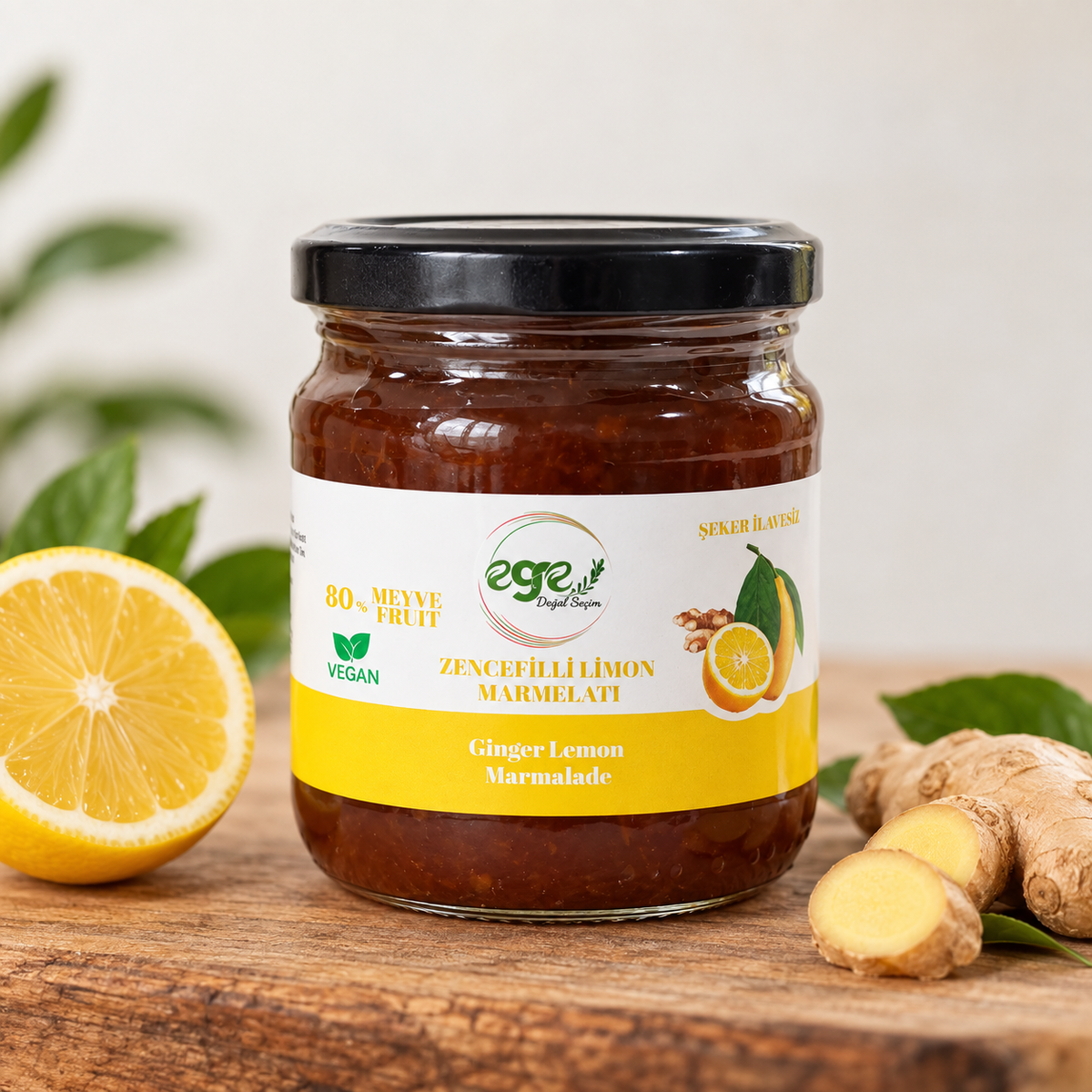 Şeker İlavesiz Zencefilli Limon Marmelatı 220 Gr