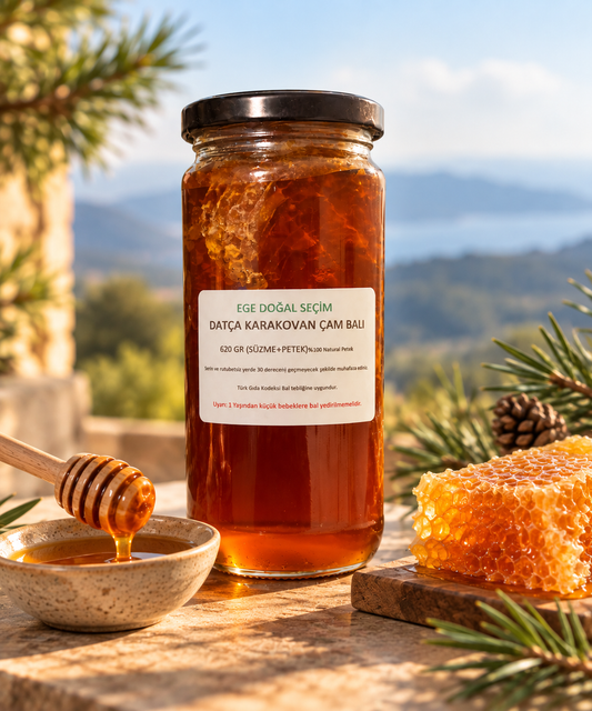 Datça Karakovan Çam Balı 620 Gr Kavanoz (SÜZME+PETEK)