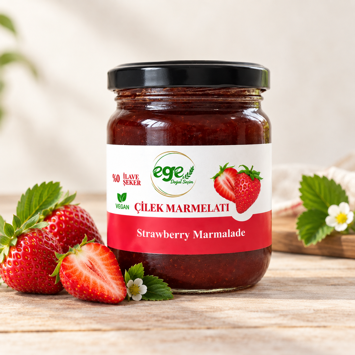Şeker İlavesiz Çilek Marmelatı 220 Gr