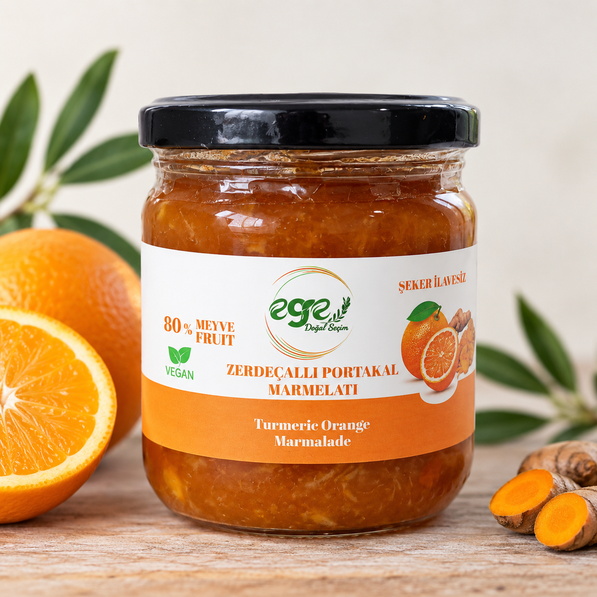 Şeker İlavesiz Zerdeçallı Portakal Marmelatı 220 Gr